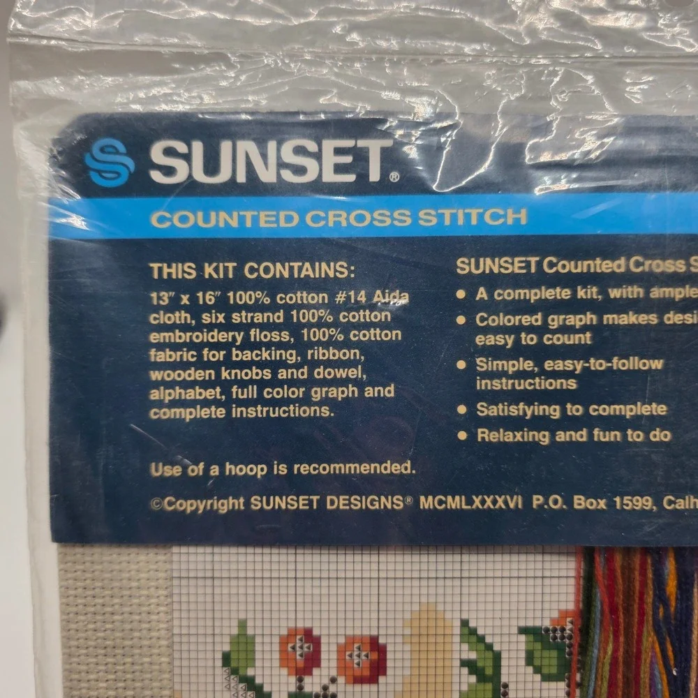 Sunset Cross Stitch Kit Unisex Beige Grandchildren Family Tree Vintage DIY‎